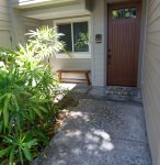 Front entry with sitting bench